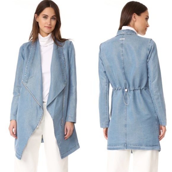 SOIA & KYO Stefie Denim Jacket w/Draped Collar-S - Picture 2 of 11
